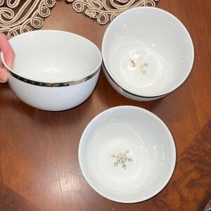Elegant White and Silver Bowl Set
